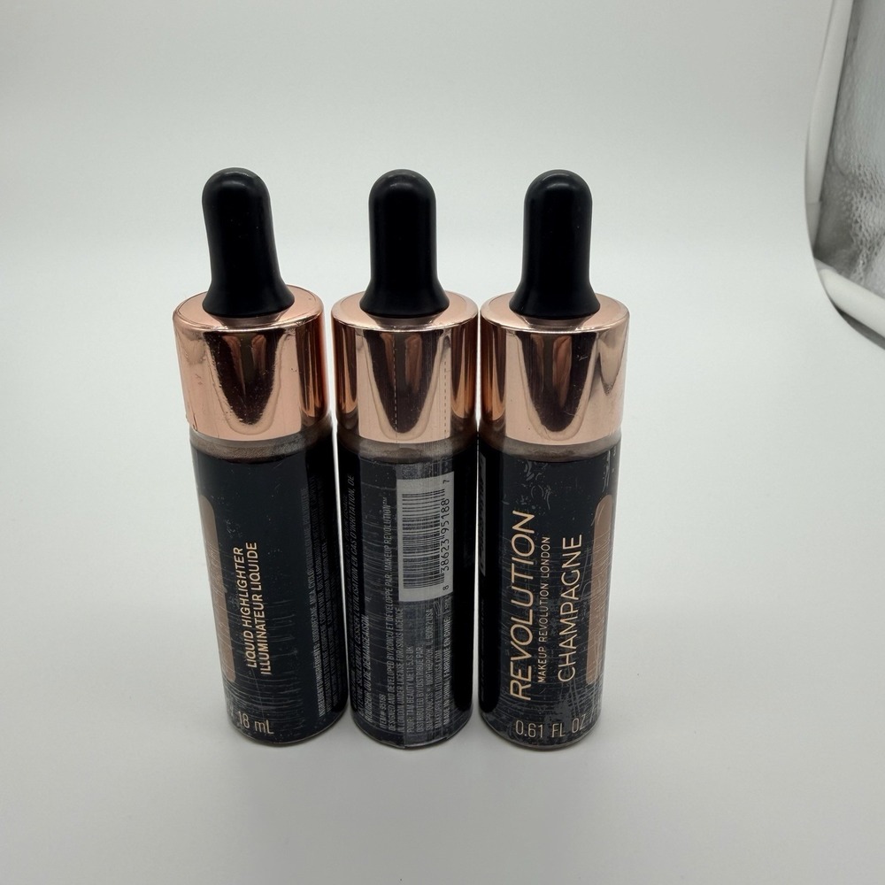 Revolution Liquid Highlighter Champagne 0.61oz – 3 Pack – New